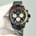 ROLEX Daytona Blaken 904L Steel 4130 Movement Rainbow Bezel Black Watch